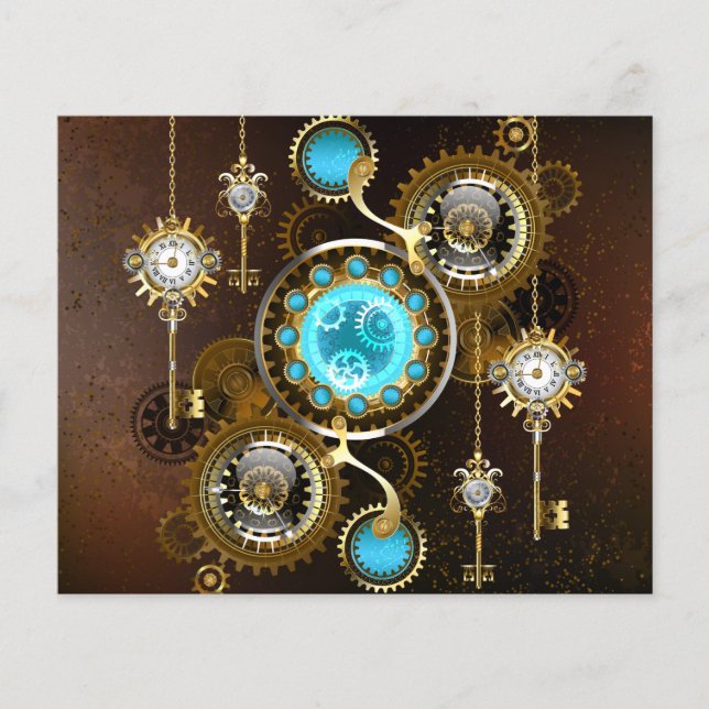 Steampunk Rusty Background with Turquoise Lenses Flyer (Front)
