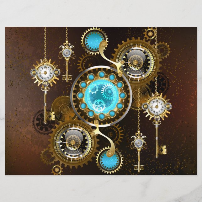 Steampunk Rusty Background with Turquoise Lenses Flyer (Front)
