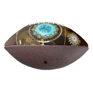 Steampunk Rusty Background with Turquoise Lenses Football