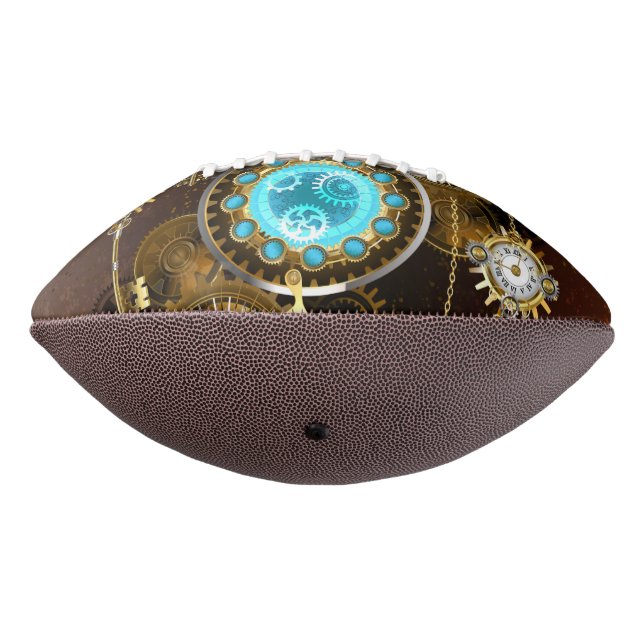 Steampunk Rusty Background with Turquoise Lenses Football (Rotated 270)