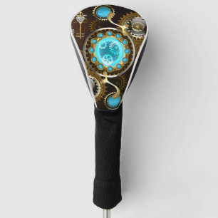 Steampunk Rusty Background with Turquoise Lenses Golf Head Cover