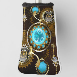 Steampunk Rusty Background with Turquoise Lenses Golf Head Cover