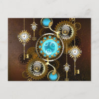 Steampunk Rusty Background with Turquoise Lenses