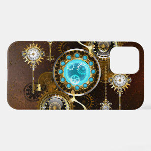 Steampunk Rusty Background with Turquoise Lenses iPhone 12 Pro Case