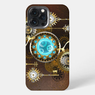 Steampunk Rusty Background with Turquoise Lenses iPhone 13 Pro Max Case