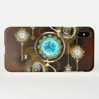 Steampunk Rusty Background with Turquoise Lenses