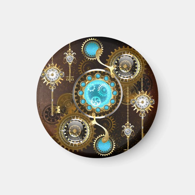 Steampunk Rusty Background with Turquoise Lenses Magnet (Front)