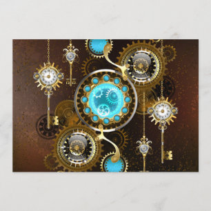 Steampunk Rusty Background with Turquoise Lenses Menu