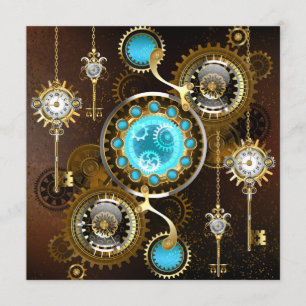 Steampunk Rusty Background with Turquoise Lenses Menu