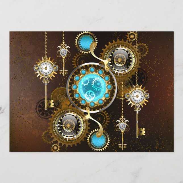 Steampunk Rusty Background with Turquoise Lenses Menu (Front)