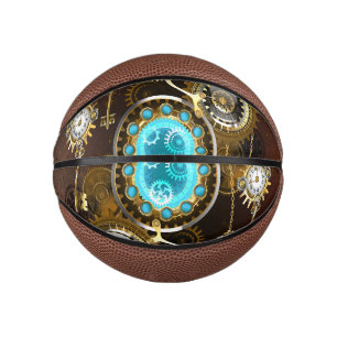 Steampunk Rusty Background with Turquoise Lenses Mini Basketball