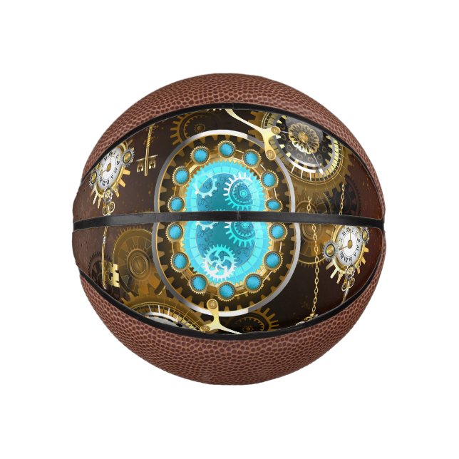 Steampunk Rusty Background with Turquoise Lenses Mini Basketball (Front)