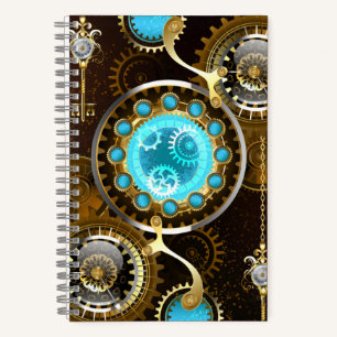 Steampunk Rusty Background with Turquoise Lenses Notebook