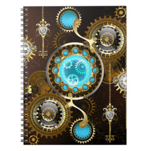 Steampunk Rusty Background with Turquoise Lenses Notebook