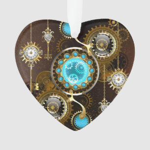 Steampunk Rusty Background with Turquoise Lenses Ornament