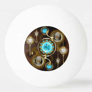Steampunk Rusty Background with Turquoise Lenses Ping Pong Ball