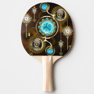Steampunk Rusty Background with Turquoise Lenses Ping Pong Paddle