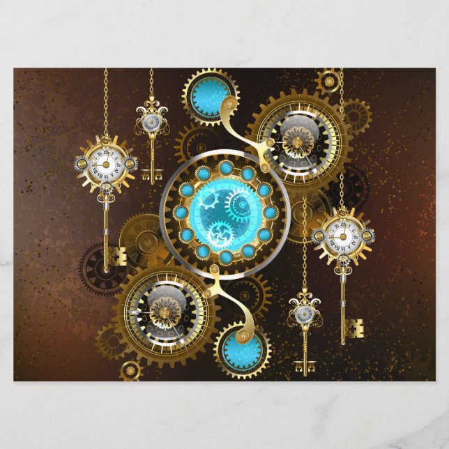 Steampunk Rusty Background with Turquoise Lenses Program (Front)