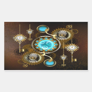 Steampunk Rusty Background with Turquoise Lenses Rectangular Sticker