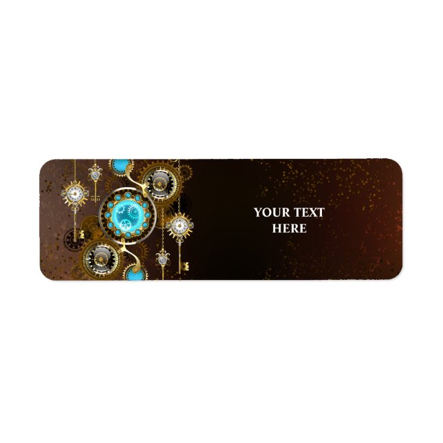 Steampunk Rusty Background with Turquoise Lenses Return Address Label (Front)