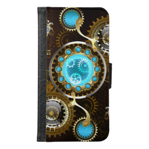 Steampunk Rusty Background with Turquoise Lenses Samsung Galaxy S6 Wallet Case