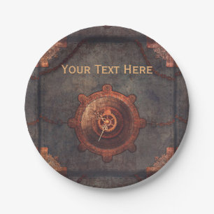 Steampunk Rusty Clock  Paper Plate
