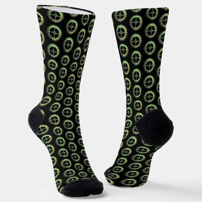 Steampunk Rusty Clockwork Gears  Socks (Angled)