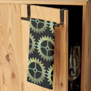 Steampunk Rusty Clockwork Gears Tea Towel