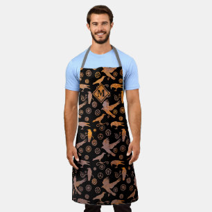 Steampunk Rusty Gears and Crows Monogram Apron