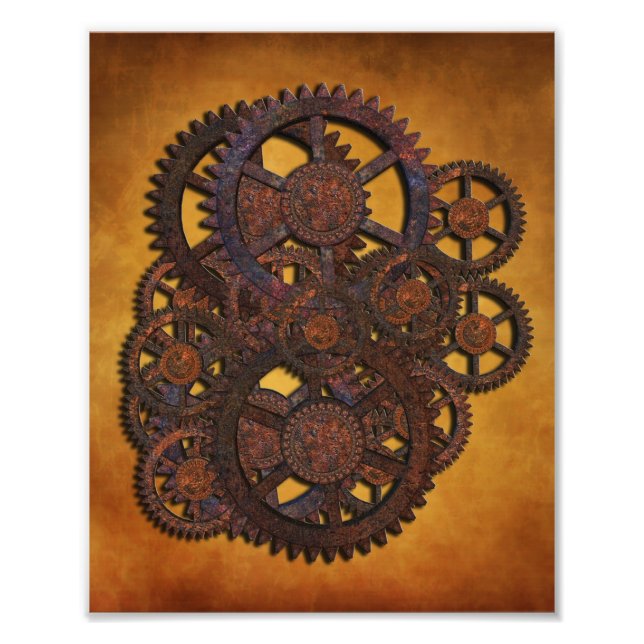 Steampunk Rusty Gears Photo Print (Front)