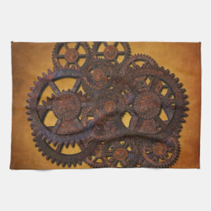 Steampunk Rusty Gears Tea Towel