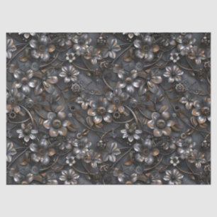 Steampunk Rusty Metal Flower Pattern for Decoupage Tissue Paper