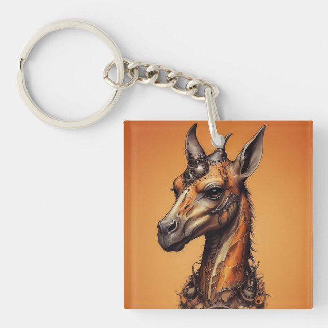 "Steampunk Safari: The Orange Giraffe Adventure" Key Ring (Front)