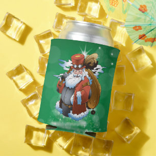 Steampunk Santa Christmas Vintage Style Can Cooler