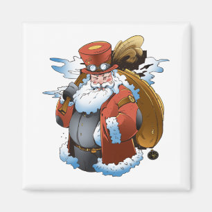 Steampunk Santa Christmas Vintage Style Magnet