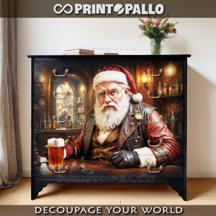 Steampunk Santa Claus having break from Christmas Tissue Paper