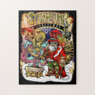 Steampunk Santa Claus & Octopus Reindeer Christmas Jigsaw Puzzle