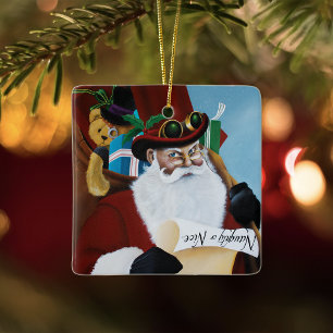 Steampunk Santa Victorian Christmas Fantasy Art Ceramic Ornament