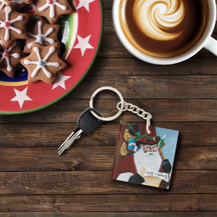Steampunk Santa Victorian Christmas Fantasy Art Key Ring