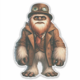 Steampunk Sasquatch Transparent Sticker