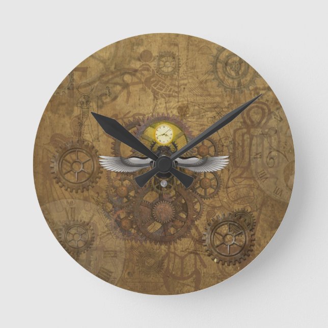 Steampunk Scarab Round Clock (Front)