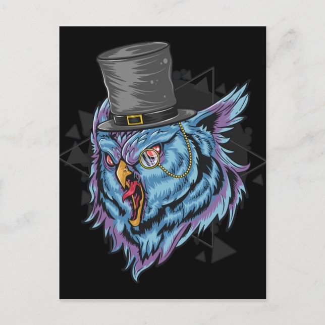 Steampunk Scary Owl Postcard (Front)