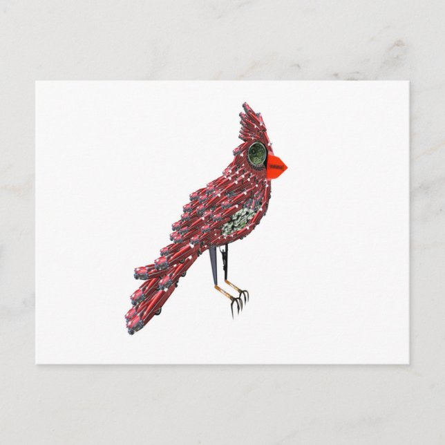 Steampunk Science Fiction Cardinal Cadillac Bird Postcard (Front)