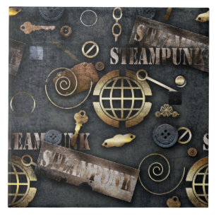 Steampunk, scrapbooking ceramic tile