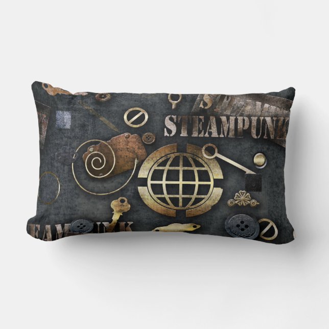Steampunk, scrapbooking lumbar cushion (Front)