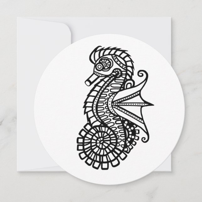 Steampunk Seahorse Stencil (Front)