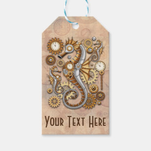 Steampunk Seahorse Vintage Surreal Art Gift Tags