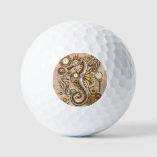 Steampunk Seahorse Vintage Surreal Art Golf Balls