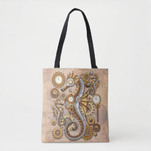 Steampunk Seahorse Vintage Surreal Art  Tote Bag