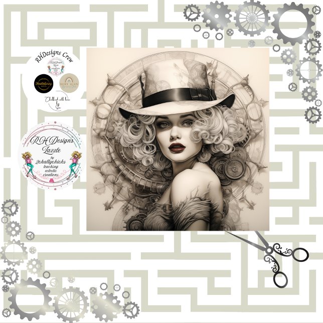 Steampunk Sepia Blonde Lady Decoupage  Tissue Paper (Creator Uploaded)